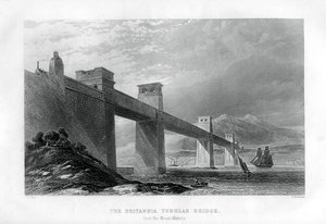 Britannia Tubular Bridge over Menai Straits, Wales, 1886