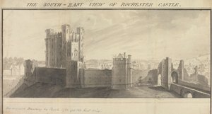 Den sydøstlige udsigt over Rochester Castle af Samuel Buck