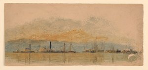 Tegning, skitser. Skibe, ca. 1860 af Samuel Colman