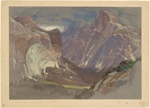 Half Dome og Royal Arches, Yosemite, fra Glacier Point (w/c & gouache på gråt papir) af Samuel Colman