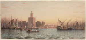 Havnen i Sevilla af Samuel Colman