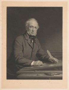 Portræt af Samuel Cousins, der arbejder på et tryk af Samuel Cousins (signed by artist)