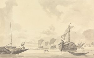 Både på Hooghly [Hooghly] floden af Samuel Davis