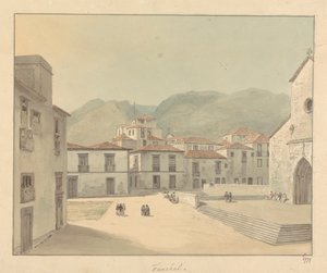Funchal, Madeira: En plads med en kirke af Samuel Davis