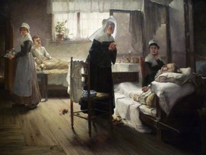Evangeline opdager sin forlovede på hospitalet af Samuel G. Richards