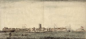 South-east View of Kingston upon Hull (pen, blæk og lavering på papir) af Samuel Heywood
