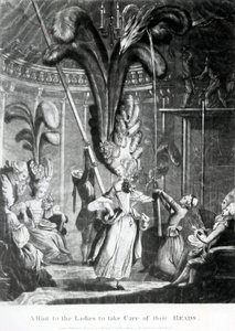 Et tip til damerne om at tage sig af deres hoveder, udgivet af Sayer und Bennett (1774-1786), 1776 (mezzotint) af Samuel Hieronymous Grimm