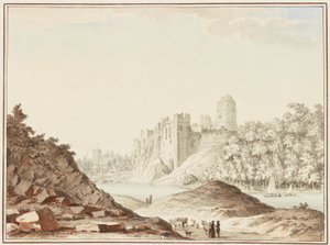 Pembroke Castle (wc på vævet papir) af Samuel Hieronymous Grimm