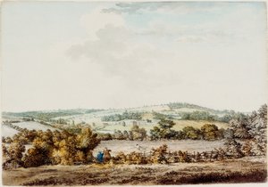 The Old House at the Grange and Barber Wood, 1787 (pen og blæk og wc på papir) af Samuel Hieronymous Grimm