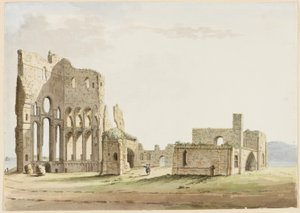 Tynemouth Priory, Northumberland (pen og blæk og wc på papir)