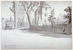 Udsigt over den øvre del af St Marylebone High Street og vendepladsen, London, 1772
