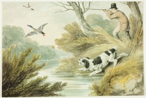 Jæger med retriever af Samuel Howett
