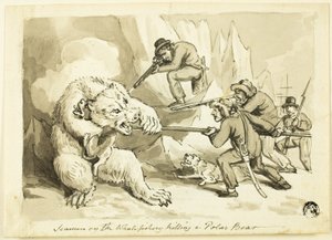 Sømænd på hvalfiskeri dræber en isbjørn (recto); Skal (omvendt)