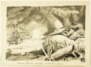 Sibiriske eksil skyder vilde rensdyr (recto); Skal (omvendt) af Samuel Howett