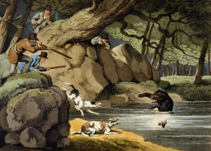 North America Bear Hunt, indgraveret af Matthew Dubourg, udgivet af Edward Orme, 1813 af Samuel Howitt