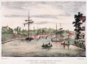 Stourport-on-Severn, Worcestershire, fra under broen, c1795. af Samuel Ireland