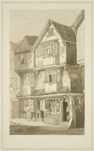 Gamle huse, hjørnet af Long Row, Temple Street (blyant og akvarel på papir) af Samuel Jackson