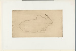 Liggende zebu af Samuel Jessurun de Mesquita (signed by artist)