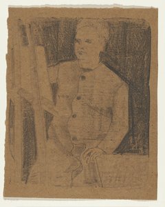 Selvportræt bag staffeli af Samuel Jessurun de Mesquita (signed by artist)