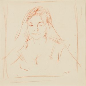 Pige med slør (sangvinsk) af Samuel John Peploe