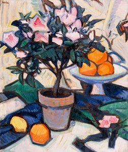 Pink Azalea og appelsiner, ca. 1913 af Samuel John Peploe