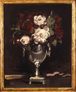 Røde og hvide roser i en sølvurne, ca. 1897 af Samuel John Peploe