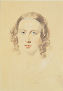 Tidligt portræt af Catherine Dickens, 1838 (kridt, farveblyant og blyant på papir)