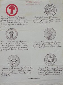 Design til lamens (kravejuveler) til de forskellige officerer i et Golden Dawn Temple, 1888 (blæk på papir) af Samuel Liddell MacGregor Mathers