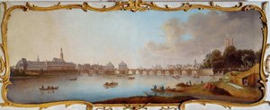Udsigt over Frankfurt City Panorama fra Frankfurt am Main i Tyskland. Maleri af Samuel Mund (1724-1794) Frankfurt fra det 18. århundrede, historisk museum af Samuel Mund
