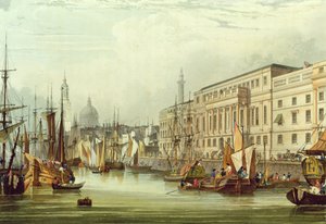 Custom House, E16, graveret af R. G. Reeve, 1828 (akvatint)