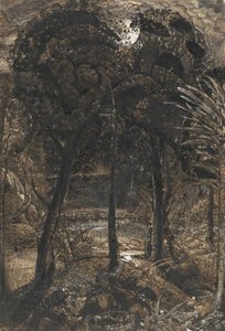 En måneskin scene med en snoet flod af Samuel Palmer