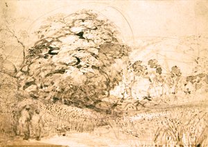 En sti gennem en kornmark, ca. 1832-33 (akvarel på papir) af Samuel Palmer
