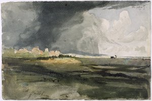 At Hailsham, Sussex: A Storm Approaching, 1821 (wc over grafit på papir) af Samuel Palmer
