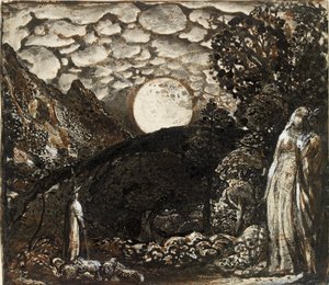 Hyrder under en fuldmåne, c1829-1830 af Samuel Palmer
