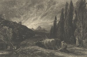 The Early Ploughman, eller The Morning Spread Upon the Mountains, før 1861. af Samuel Palmer