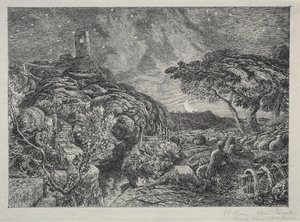 Det ensomme tårn, 1879. af Samuel Palmer