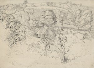 The Primitive Cottage, Shoreham (pen, blæk og vask på papir) af Samuel Palmer