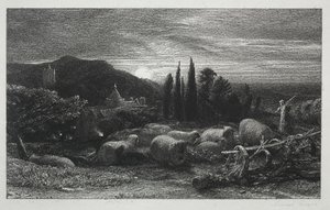 Den stigende måne, 1857. af Samuel Palmer