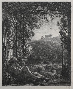 Den sovende hyrde, 1857. af Samuel Palmer