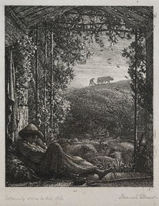 Den sovende hyrde, 1857. af Samuel Palmer