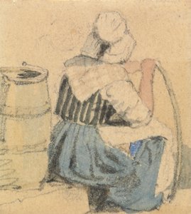 En siddende Bondekone af Samuel Prout