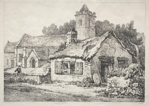 En række gamle bygninger og landlige hytter i det nordlige England: Ayton af Samuel Prout