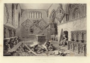 Arundel Kirke (lithotint) af Samuel Prout