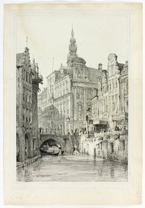 Hotel de Ville, Utrecht, fra faksimiler af skitser lavet i Flandern og Tyskland af Samuel Prout