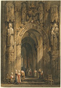 Interiør i en katedral af Samuel Prout