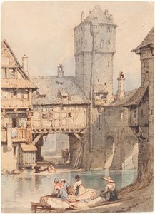 Vaskerier før Wasserturm, Nürnberg af Samuel Prout