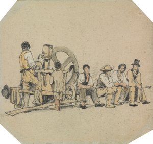 Mekanisk kværn med figurer af Samuel Prout