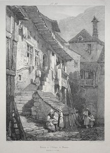 Ruinerne af Abbey of Baume. Rettens indre af Samuel Prout