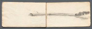 Skitsebog: Landskab med sejlbåde, 1814. af Samuel Prout