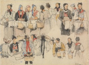 Studie af figurer ved Ulm af Samuel Prout